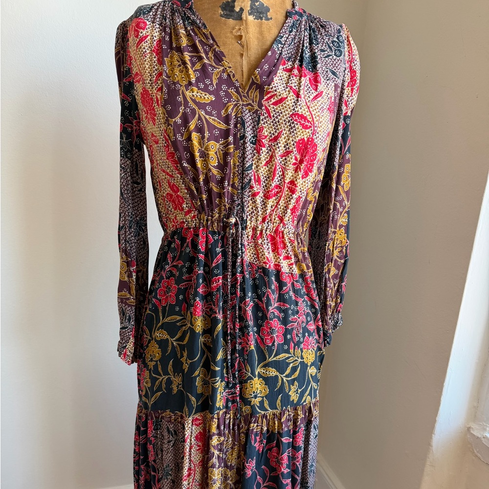 Velvet by Graham and Spencer Boho Floral Tiered Maxi Dress  Size Small